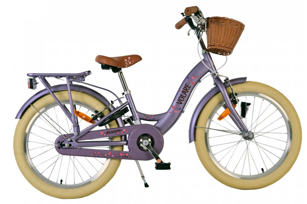 Volare Blossom Kinderfahrrad für Mädchen - 20 Zoll in Lila mit Handbremsen