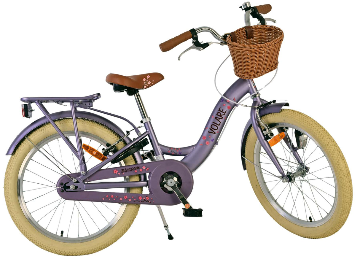 Volare Blossom Kinderfahrrad für Mädchen - 20 Zoll in Lila mit Handbremsen