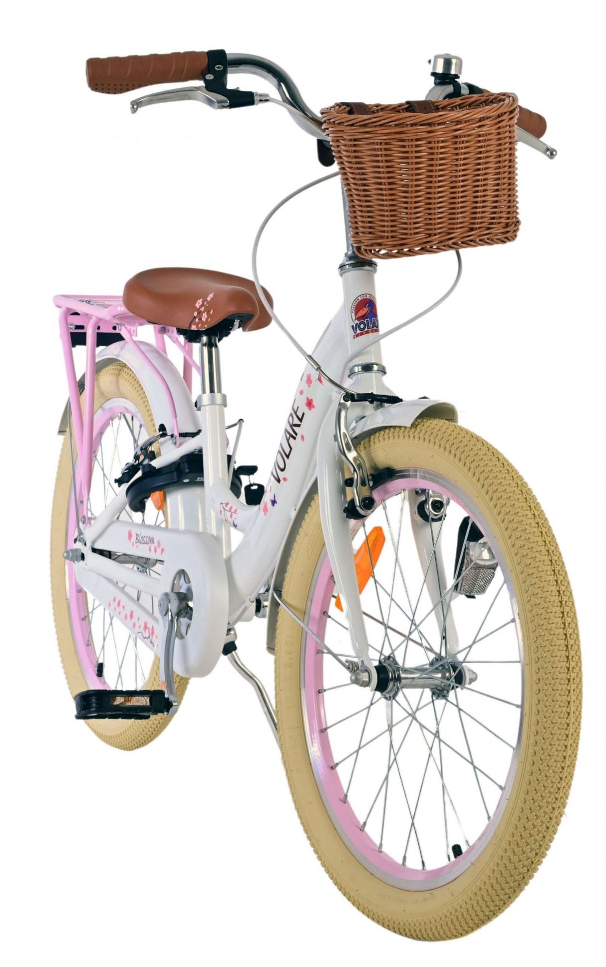 Volare Blossom Kinderfahrrad für Mädchen - 20 Zoll - Weiß mit Handbremsen