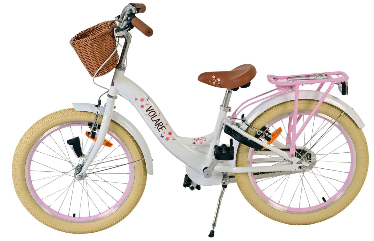 Volare Blossom Kinderfahrrad für Mädchen - 20 Zoll - Weiß mit Handbremsen