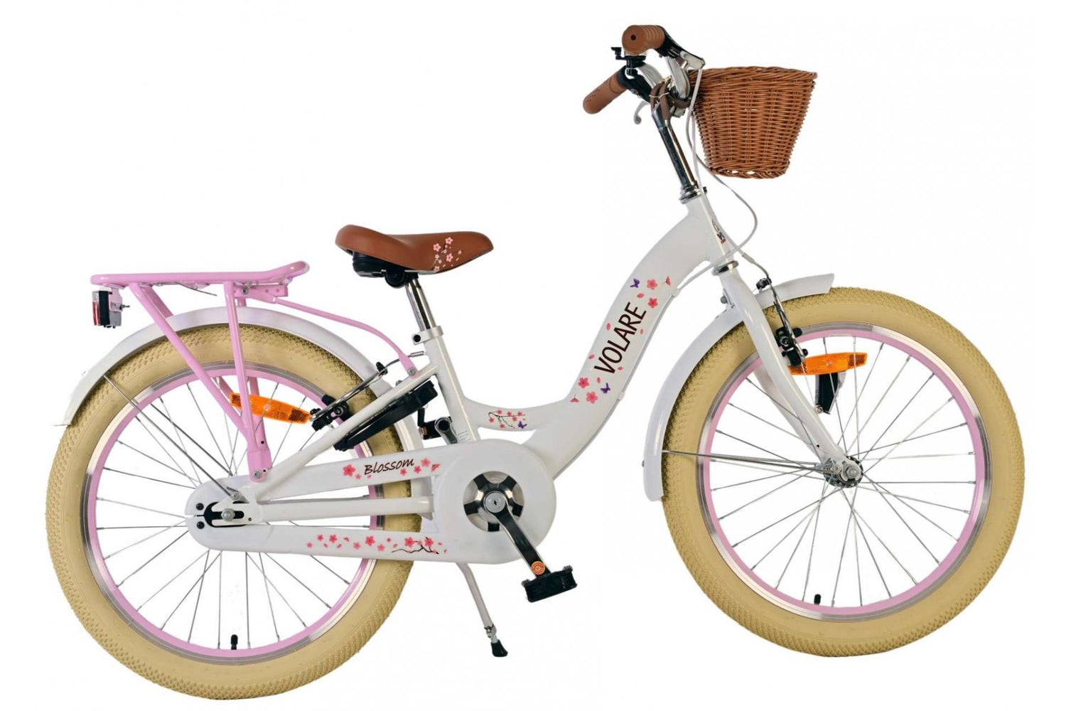 Volare Blossom Kinderfahrrad für Mädchen - 20 Zoll - Weiß mit Handbremsen