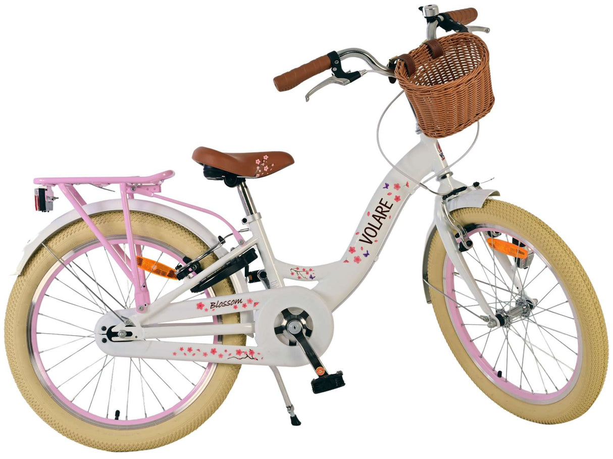 Volare Blossom Kinderfahrrad für Mädchen - 20 Zoll - Weiß mit Handbremsen