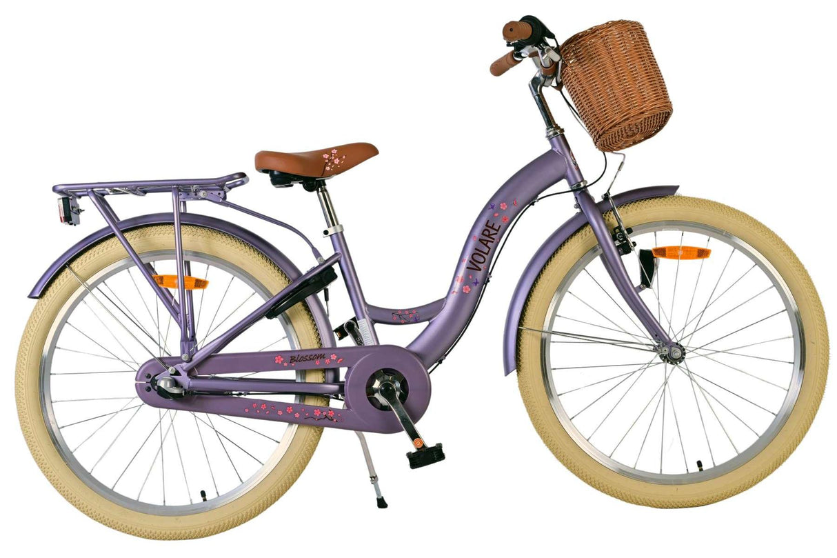 Volare Blossom Kinderfahrrad für Mädchen - 24 Zoll in Lila mit 3 Gängen