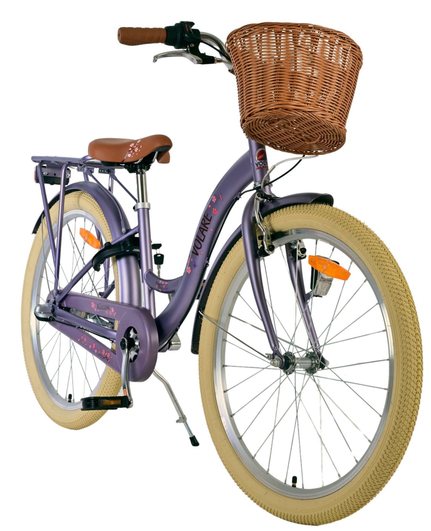 Volare Blossom Kinderfahrrad für Mädchen - 24 Zoll in Lila mit 3 Gängen