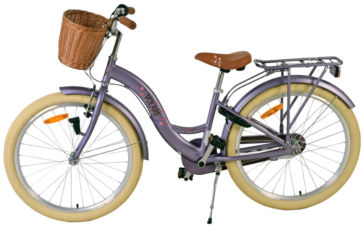 Volare Blossom Kinderfahrrad für Mädchen - 24 Zoll in Lila mit 3 Gängen