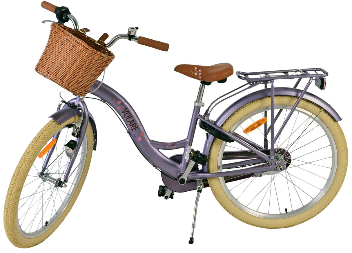 Volare Blossom Kinderfahrrad für Mädchen - 24 Zoll in Lila mit 3 Gängen