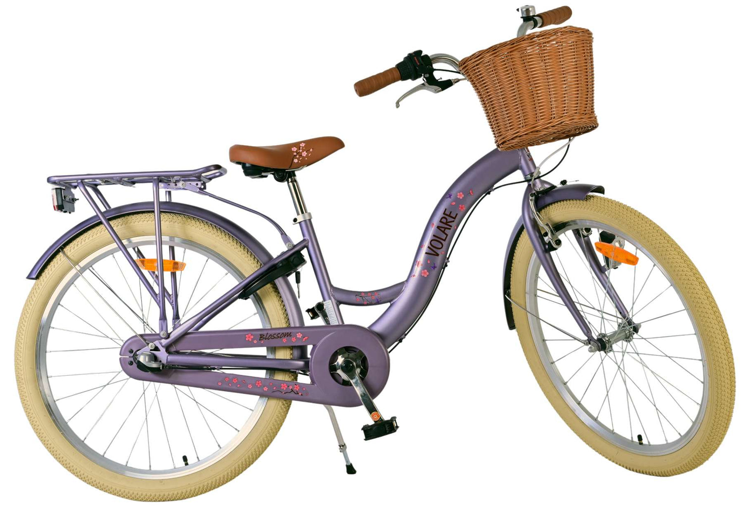 Volare Blossom Kinderfahrrad für Mädchen - 24 Zoll in Lila mit 3 Gängen