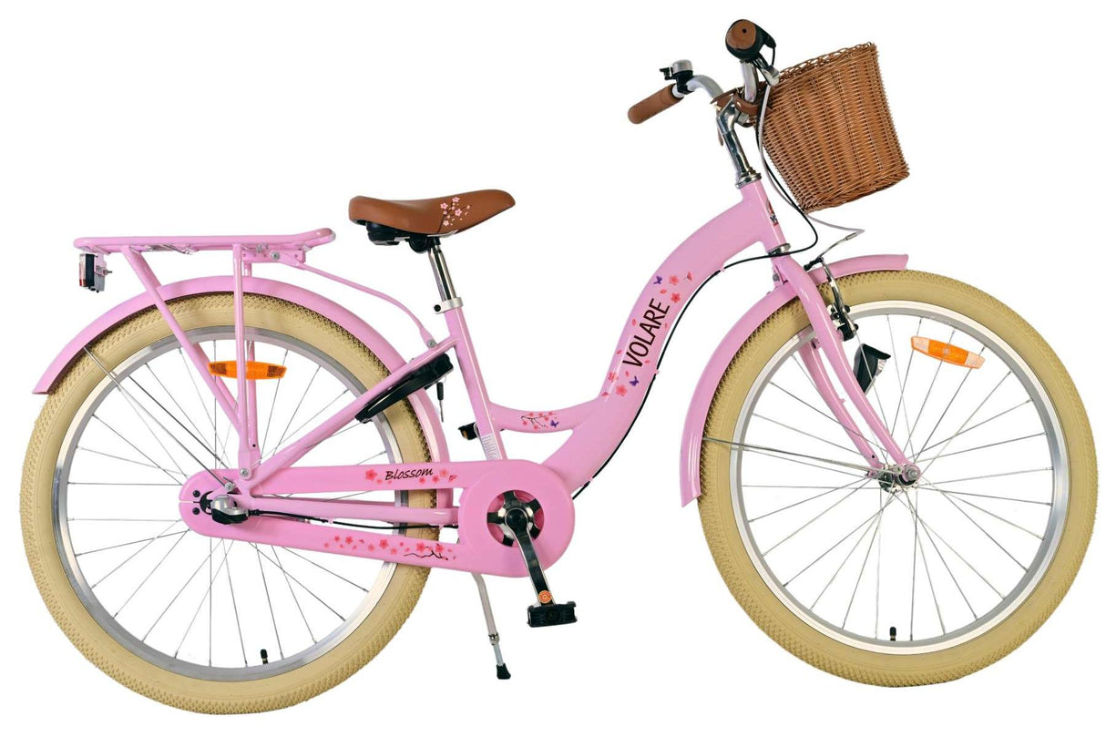 Volare Blossom Kinderfahrrad für Mädchen - 24 Zoll in Rosa mit 3 Gängen