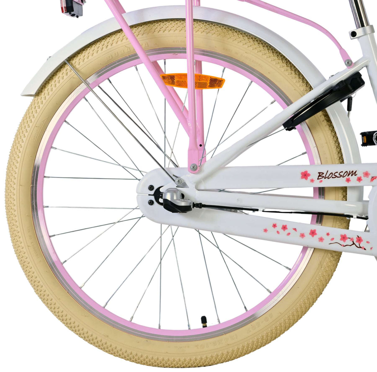 Volare Blossom Kinderfahrrad für Mädchen - 24 Zoll in Weiß mit 3 Gängen