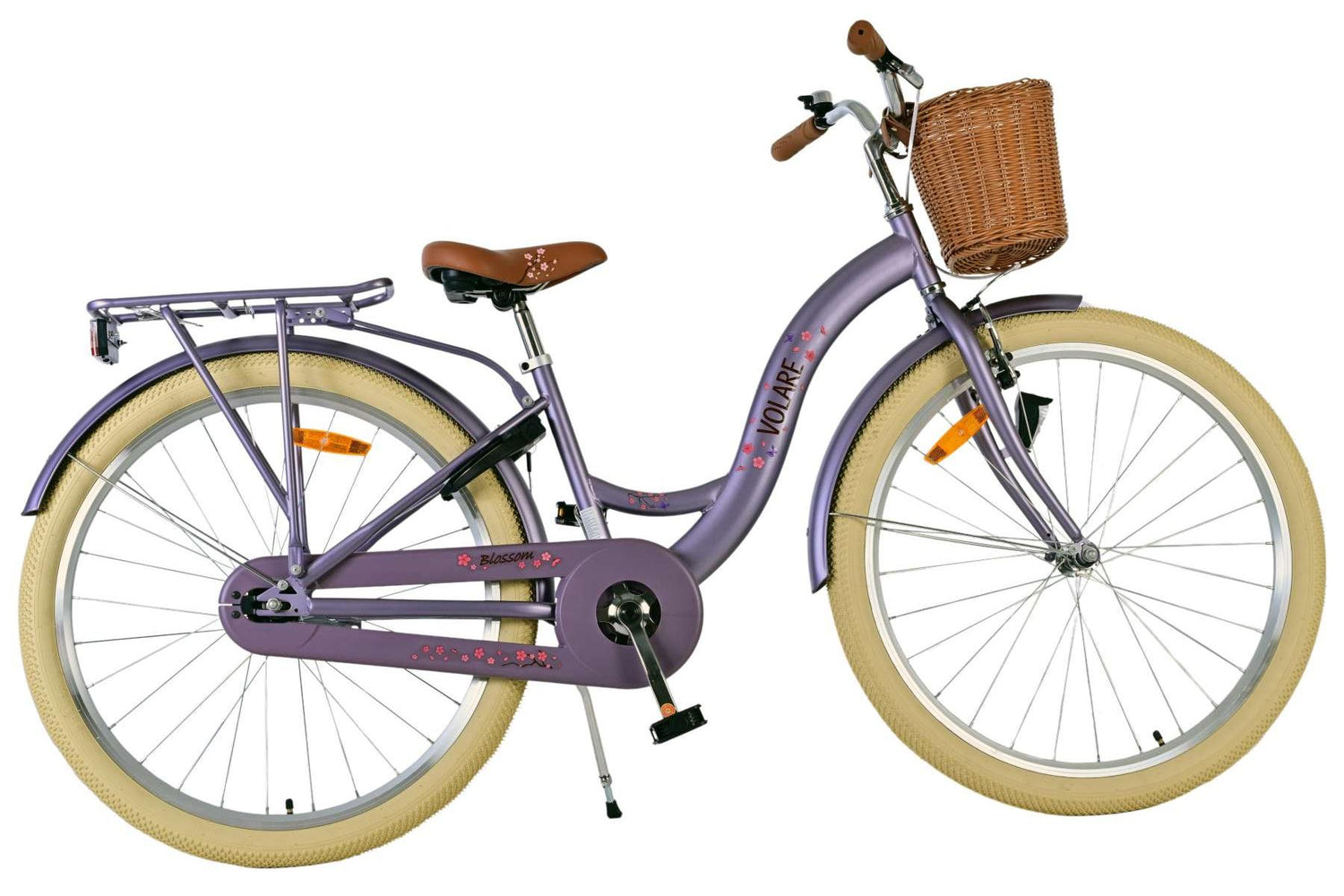 Volare Blossom Kinderfahrrad für Mädchen - 26 Zoll in Lila mit Sicherheitsmerkmalen