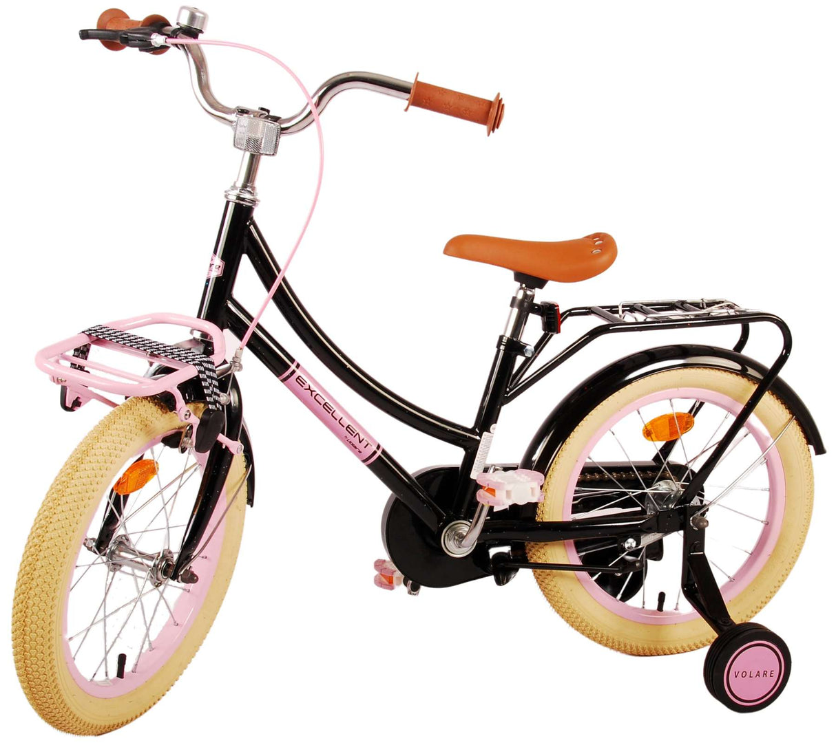 Volare Excellent Kinderfahrrad - Mädchen - 16 Zoll - Schwarz - 95% montiert