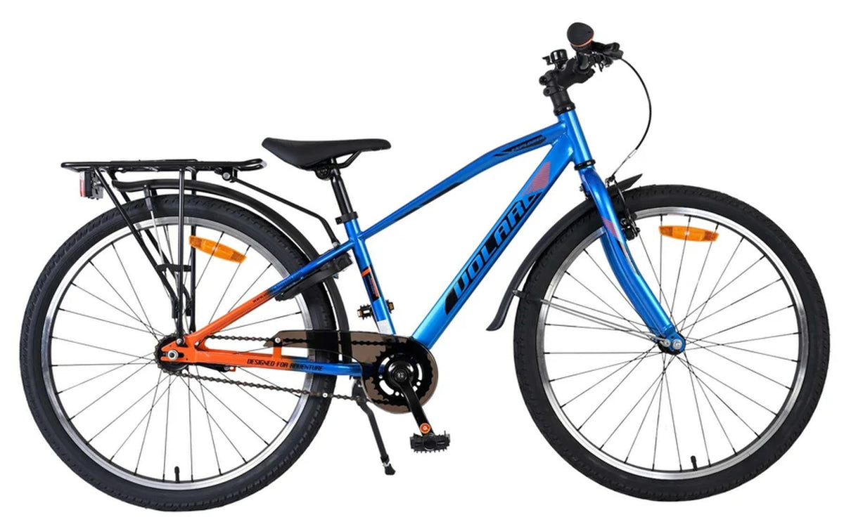 Volare Explorer Kinderfahrrad Jungen 24 Zoll Blau/Orange mit Handbremse, Rücktrittbremse und Schloss