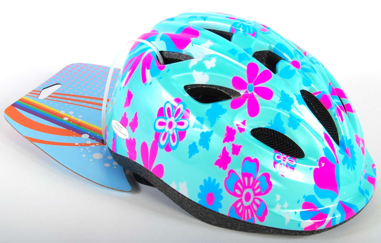 Volare Kinderfahrradhelm - XS - Grün Rosa Blumen - 47-51 cm - extra kleines Modell