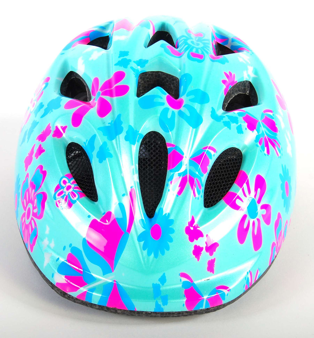 Volare Kinderfahrradhelm - XS - Grün Rosa Blumen - 47-51 cm - extra kleines Modell