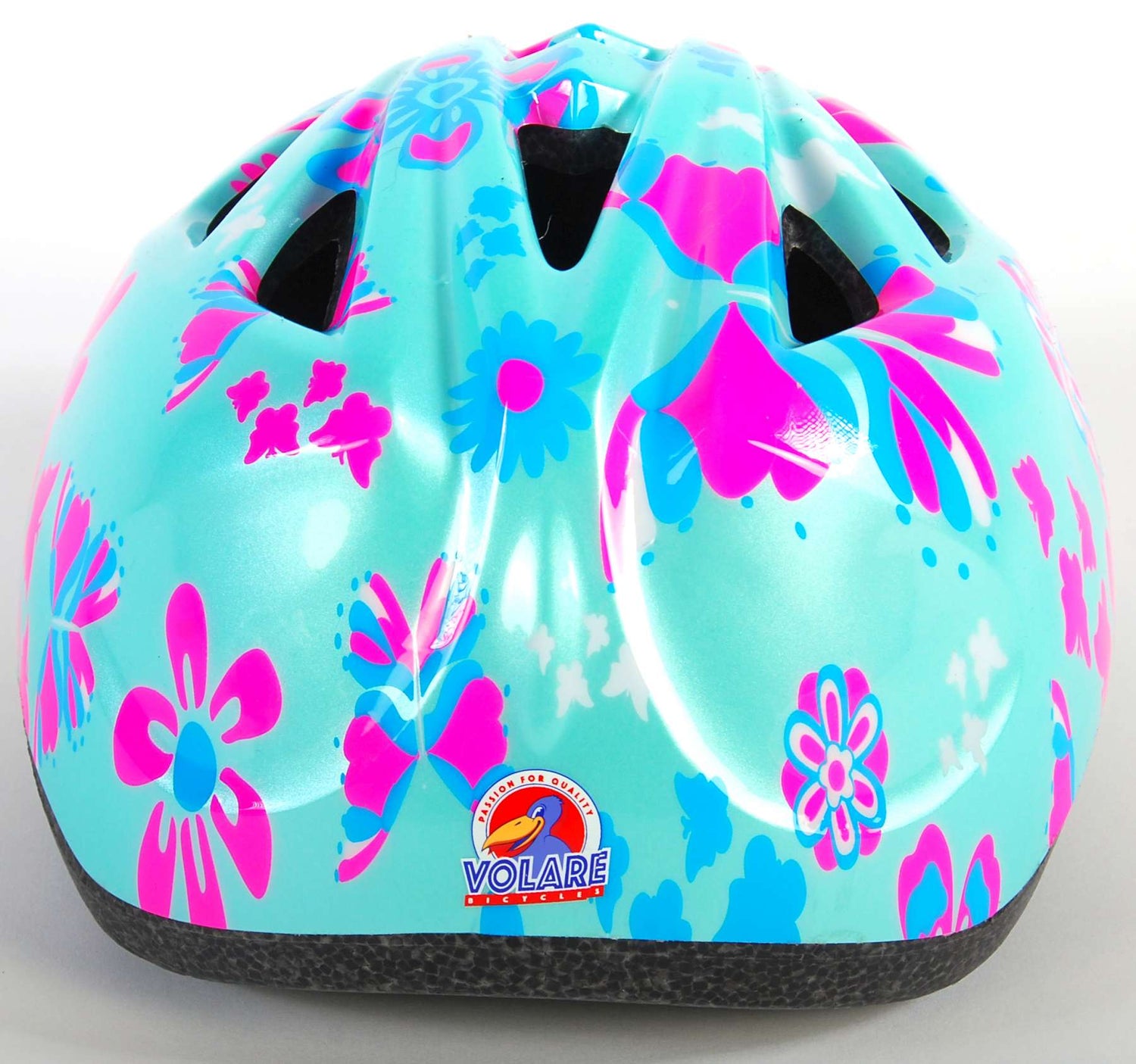 Volare Kinderfahrradhelm - XS - Grün Rosa Blumen - 47-51 cm - extra kleines Modell