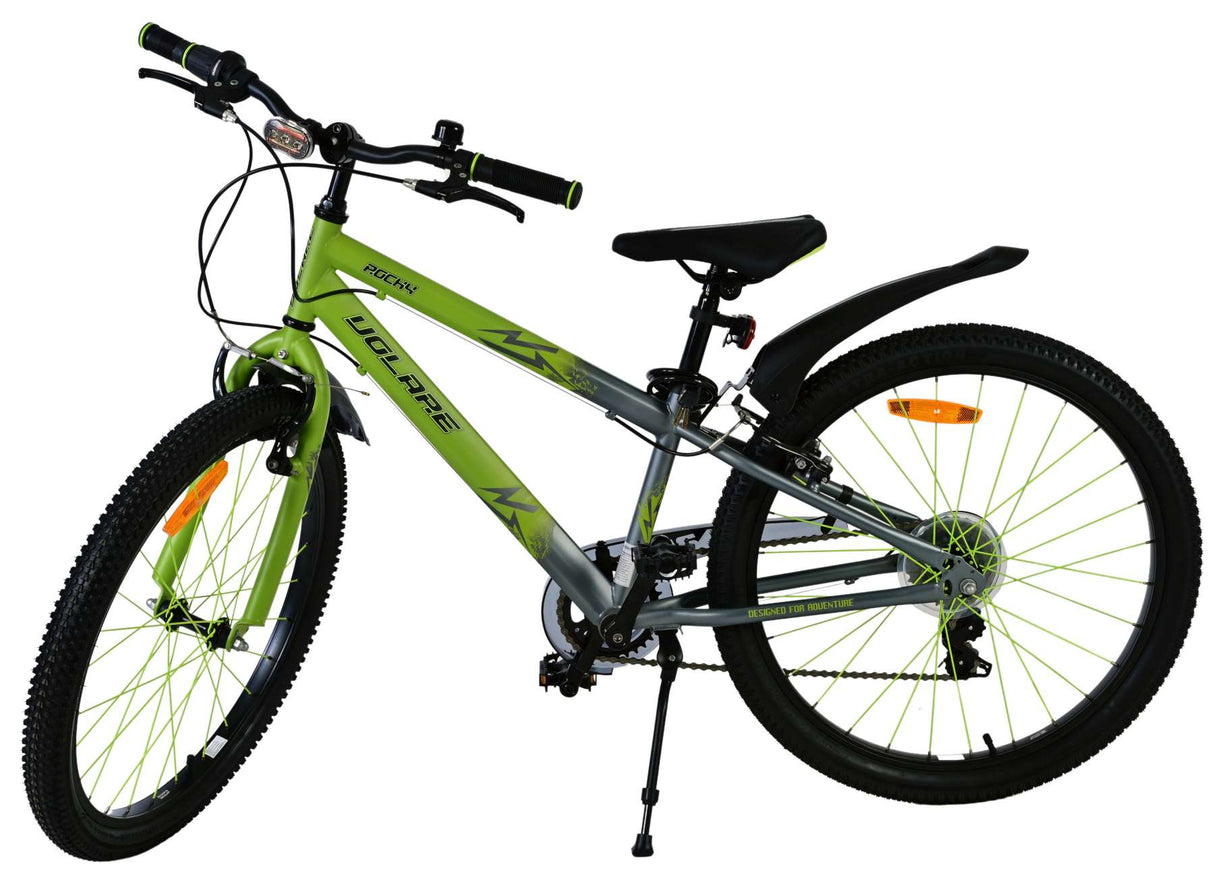 Volare Rocky Kinderfahrrad - 24 Zoll - Grün - 7-Gang für Jungen
