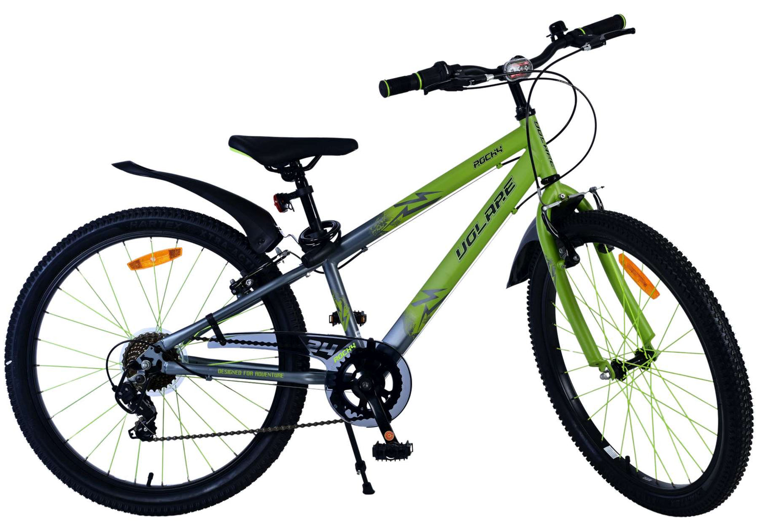 Volare Rocky Kinderfahrrad - 24 Zoll - Grün - 7-Gang für Jungen