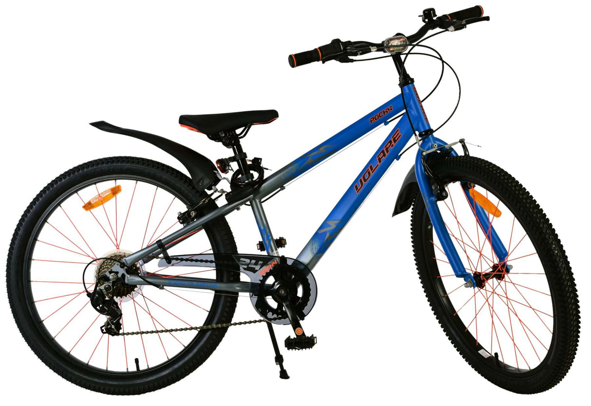 Volare Rocky Kinderfahrrad - 24 Zoll - Blau - 7 Gang für Jungen