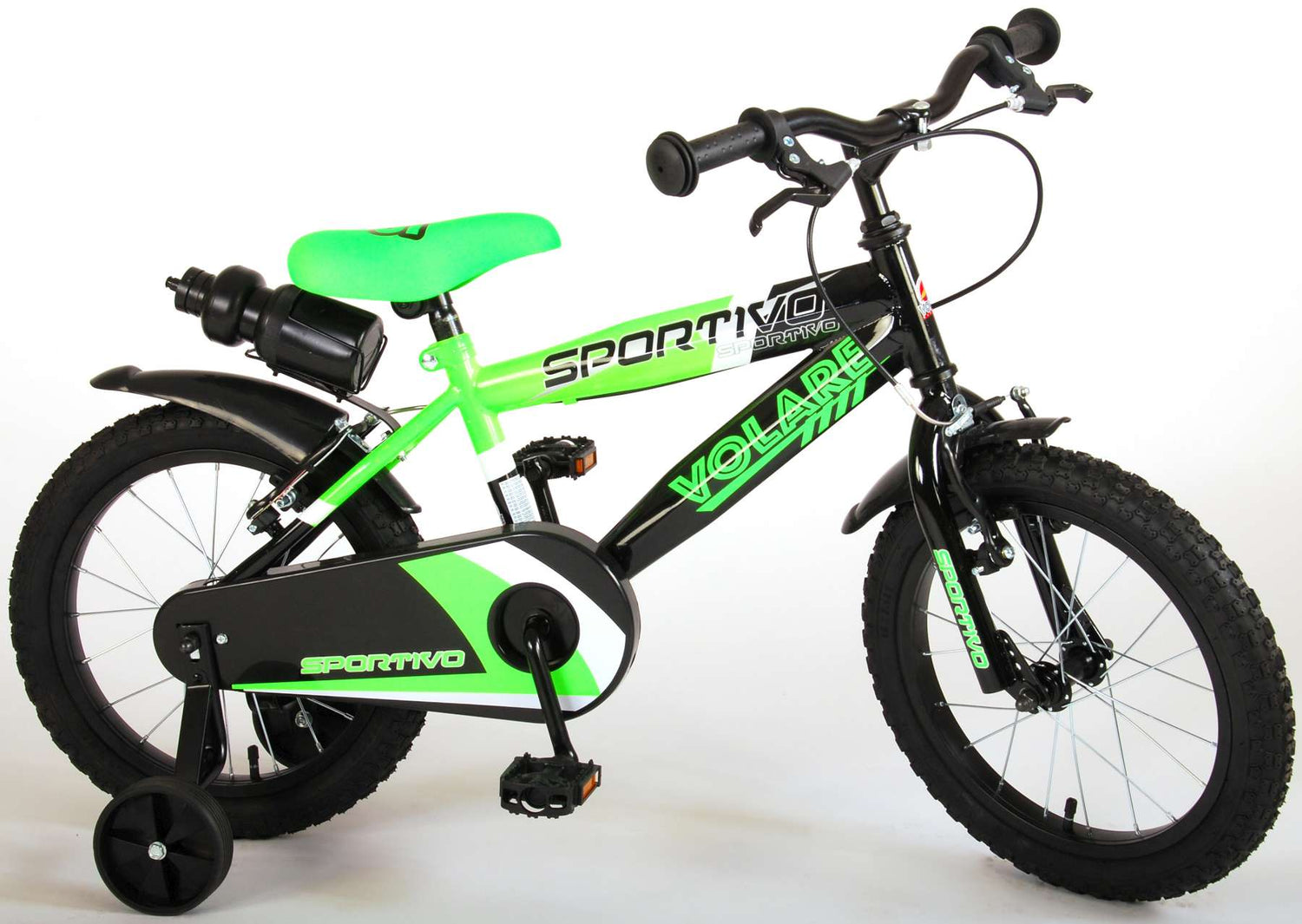 Volare Sportivo Kinderfahrrad - Jungen - 16 Zoll - Neongrün Schwarz - Zwei Handbremsen - 95% zusammengebaut