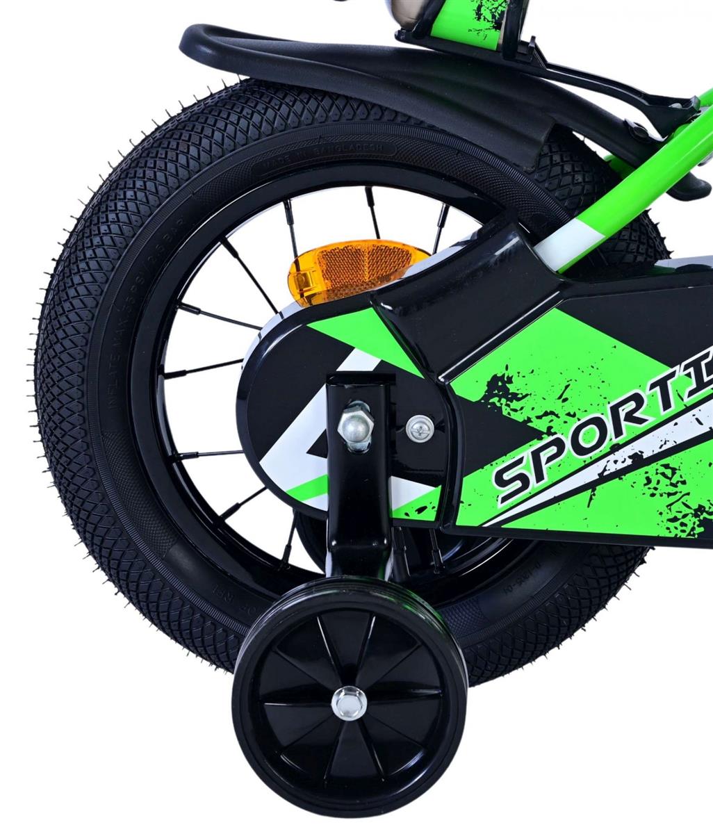 Volare Sportivo Kinderfahrrad für Jungen - 12 Zoll in Grün Schwarz für Kinder von 3,5 bis 5 Jahren