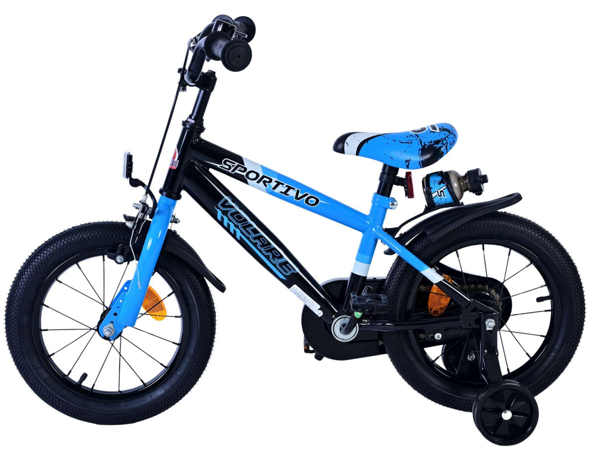 Volare Sportivo Kinderfahrrad - Jungen - 14 Zoll - Blau Schwarz