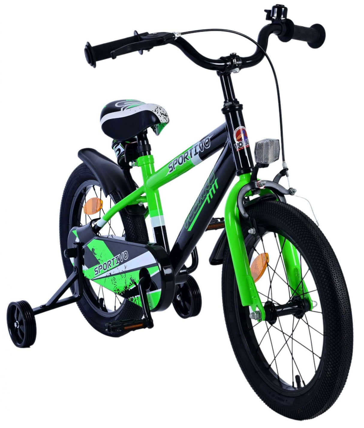 Volare Sportivo Kinderfahrrad für Jungen - 16 Zoll in Grün Schwarz für Kinder von 4 bis 6 Jahren
