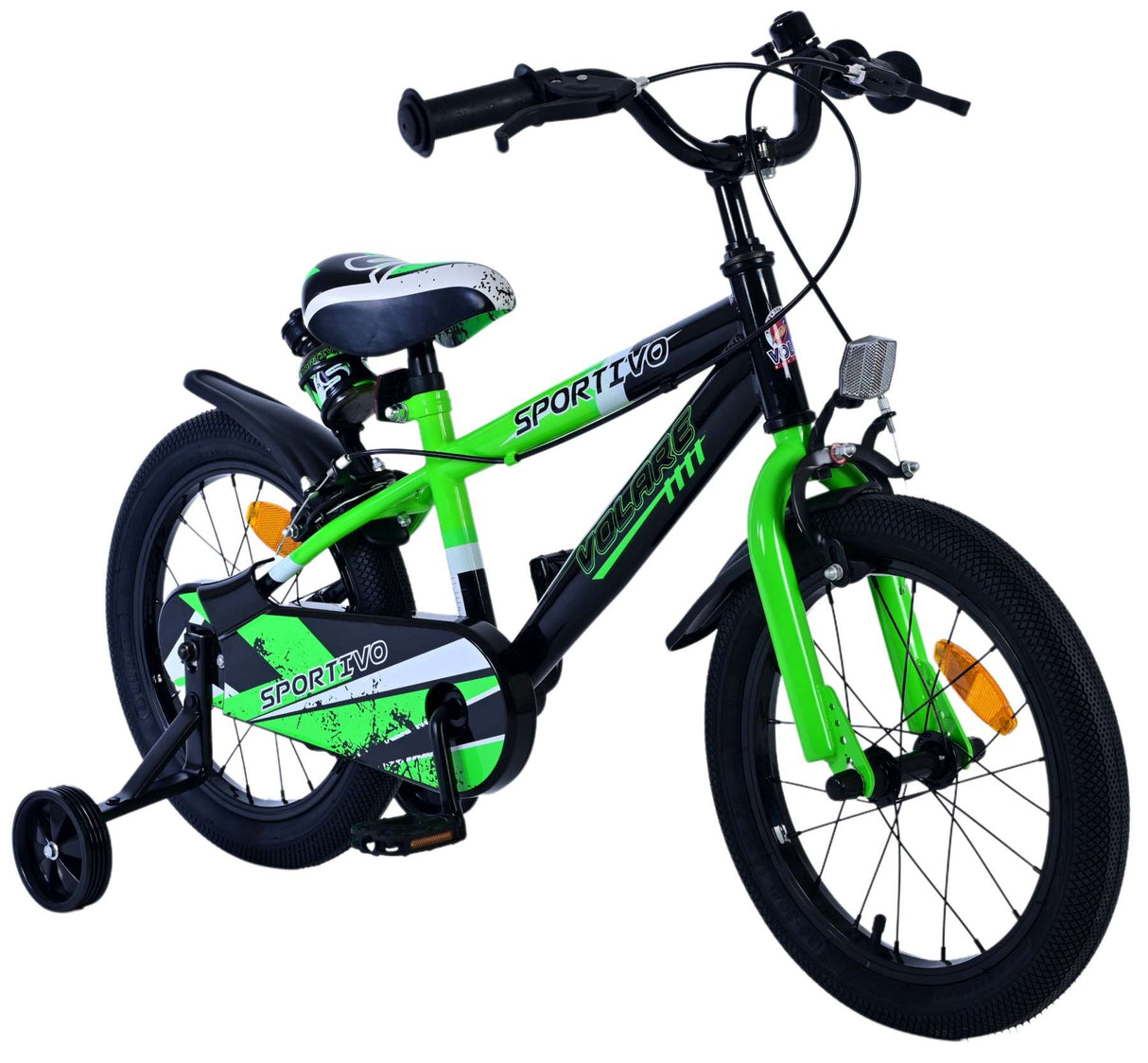 Volare Sportivo Kinderfahrrad für Jungen - 16 Zoll in Grün Schwarz mit Zweihandbremsen
