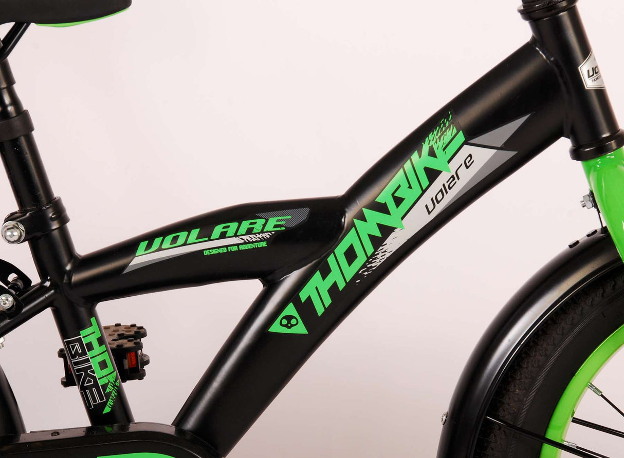 Volare Thombike Kinderfahrrad - Jungen - 16 Zoll - Schwarz Grün