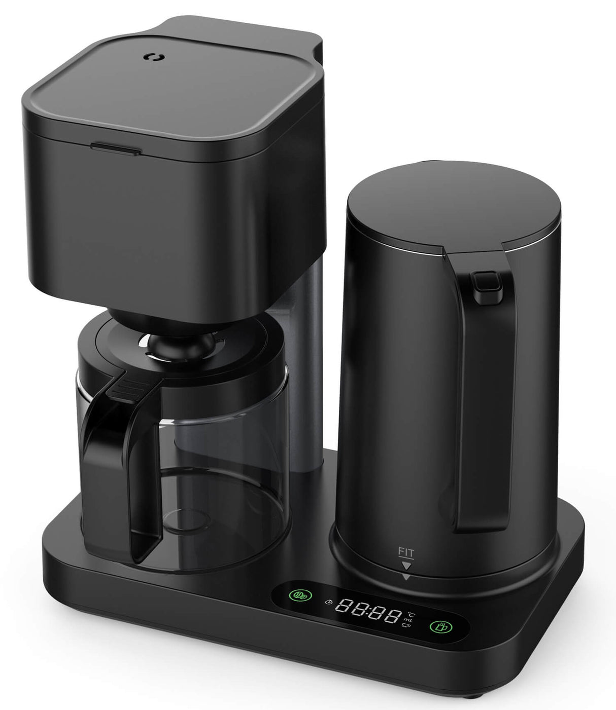 WKM KWK-1600 Kombinierte Kaffeemaschine + Wasserkocher, 1600W, LED-Display, Touch-Tasten, Warmhaltefunktion