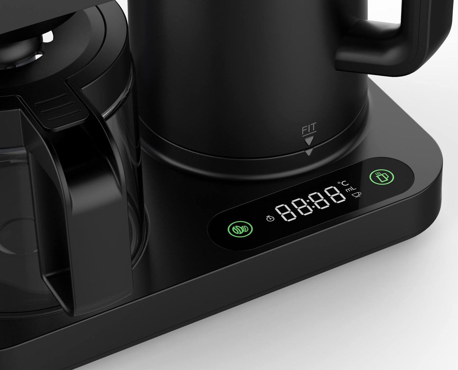 WKM KWK-1600 Kombinierte Kaffeemaschine + Wasserkocher, 1600W, LED-Display, Touch-Tasten, Warmhaltefunktion