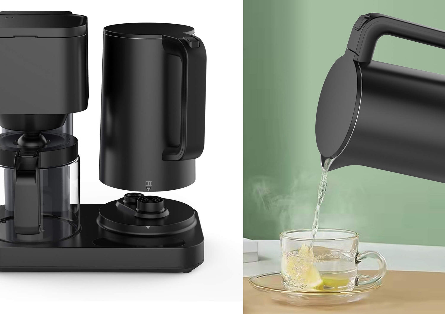 WKM KWK-1600 Kombinierte Kaffeemaschine + Wasserkocher, 1600W, LED-Display, Touch-Tasten, Warmhaltefunktion