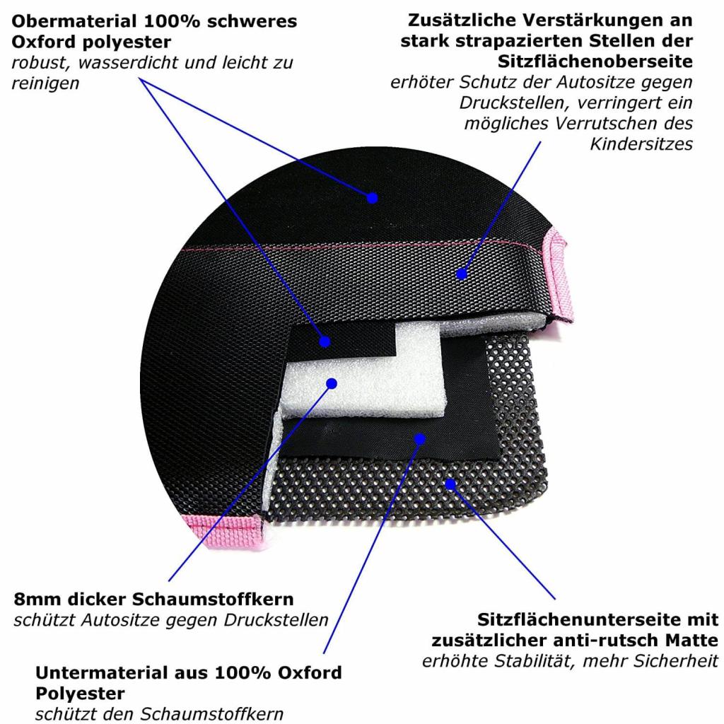 Wumbi Sitzschutz Pink Sitzbezug Kindersitzunterlage Wasserabweisend Sitzschoner Isofix Rutschfest