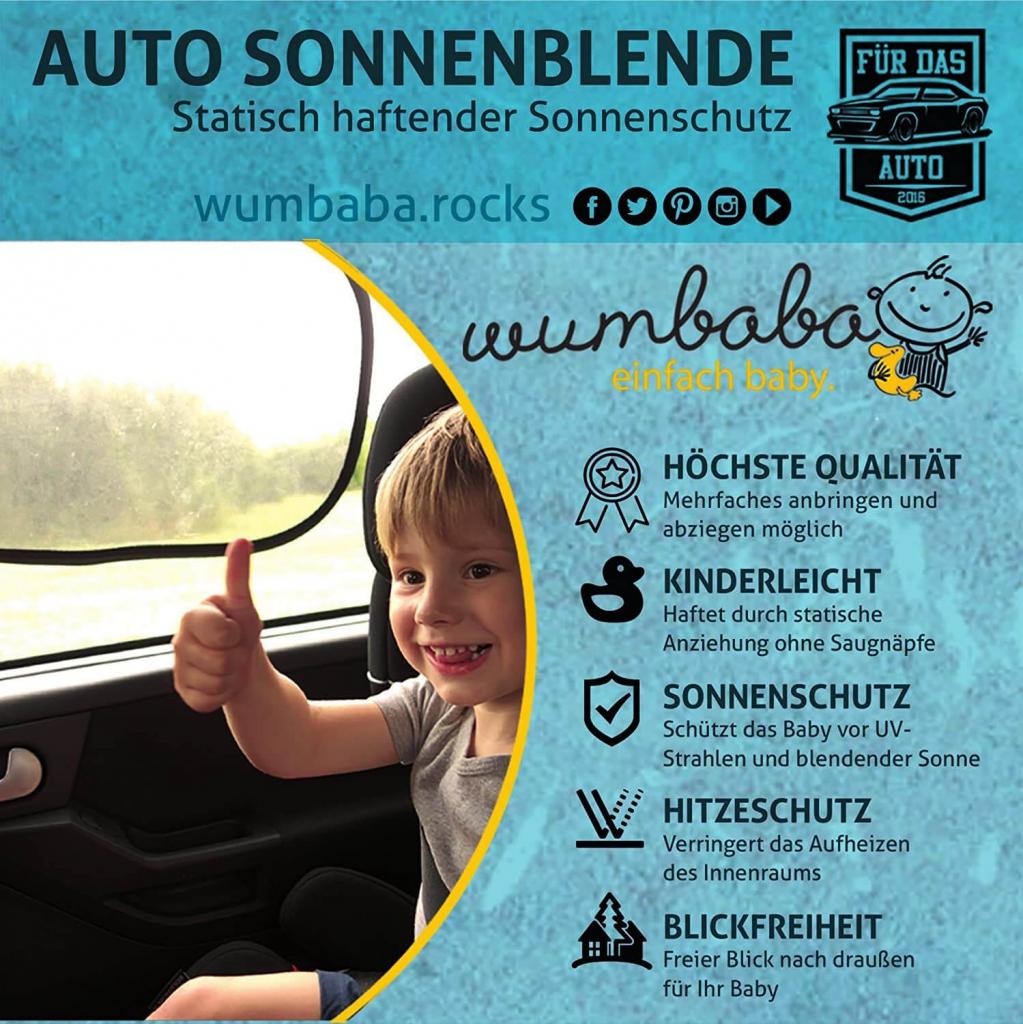 Wumbi 2x Kfz Fenster Sonnenschutz Sonnenblende  UV-Schutz Auto