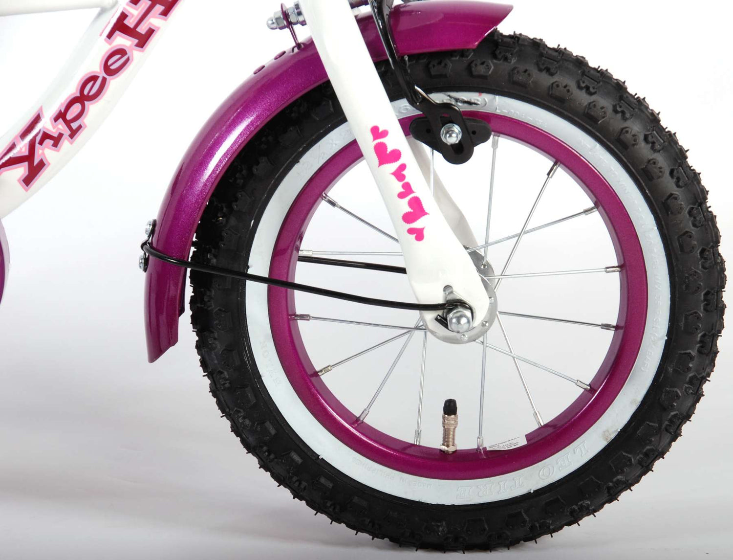 Volare Heart Cruiser Kinderfahrrad - Mädchen - 12 Zoll - Weiß/Lila
