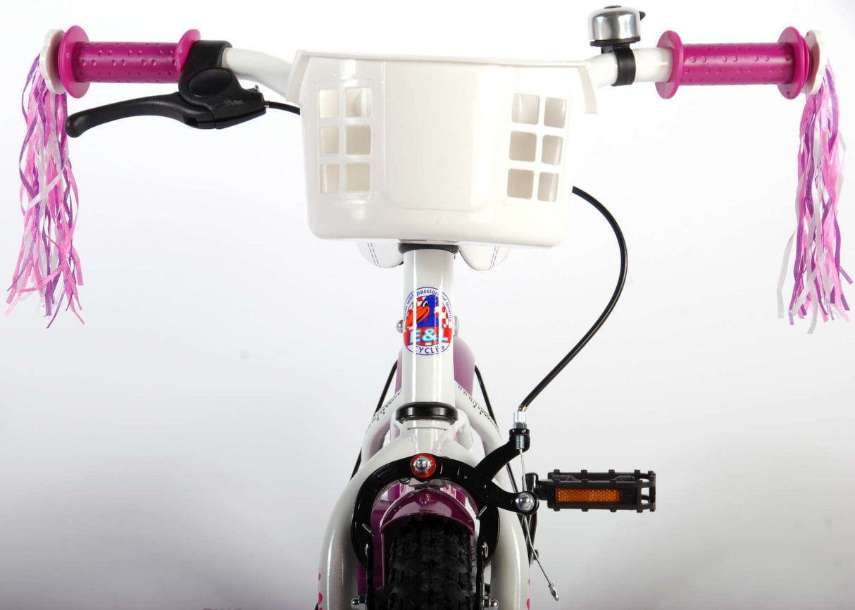 Volare Heart Cruiser Kinderfahrrad - Mädchen - 12 Zoll - Weiß/Lila