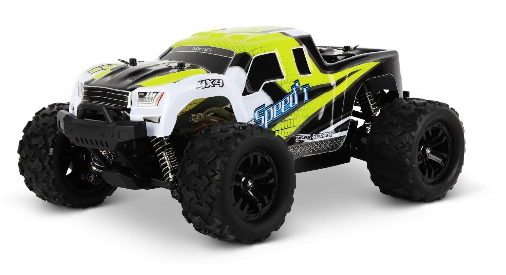 blijÂ´r speedÂ´r RC Monstertruck mit giftgrÃ¼ner Ersatzkarosserie Profilansicht