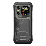 Rückseite des Rugged Phones im Carbon-Look mit markantem Triple-Kamera-Modul, Infrarot-Nachtsicht-Sensor und integriertem Zweitdisplay.