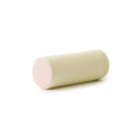 Runder, beige Behälter mit rosa Deckel, liegend auf einer Oberfläche