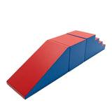 Turnmatte in Blau und Rot mit schräger Fläche und Treppenstufen