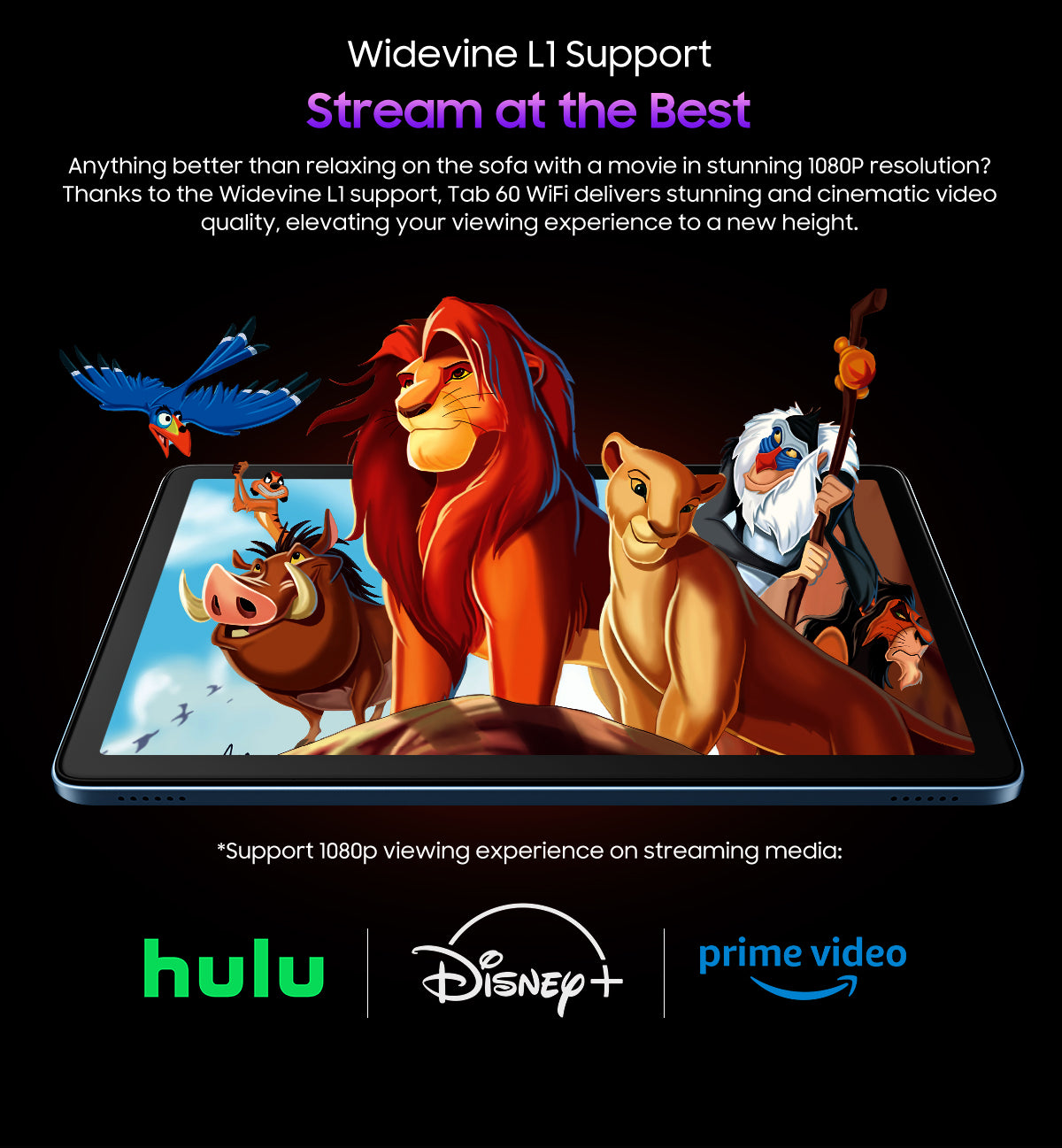 Blackview Tab 60 Streaming – Widevine L1 Unterstützung für Disney+, Prime Video und Hulu in Full HD