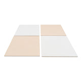 Vier quadratische Platten in Weiß und Beige, unterschiedliche Oberflächen