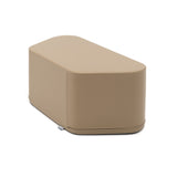 Beige, gepolsterter Hocker mit abgerundeten Kanten und glatter Oberfläche