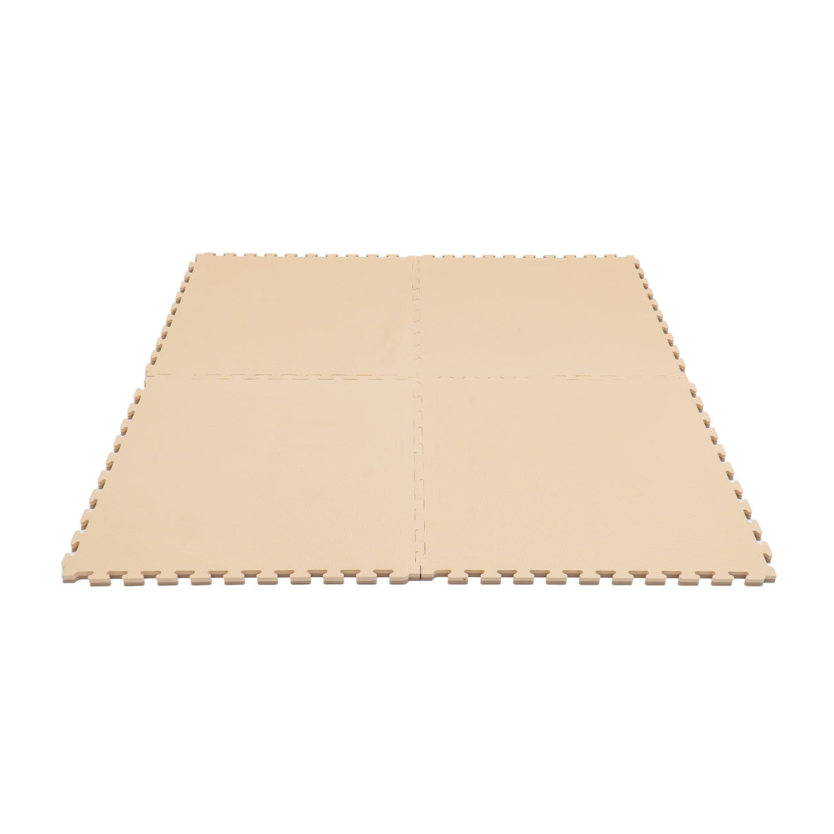 Beige Schaumstoffmatte mit Steckverbindungen, quadratische Form, vier Teile