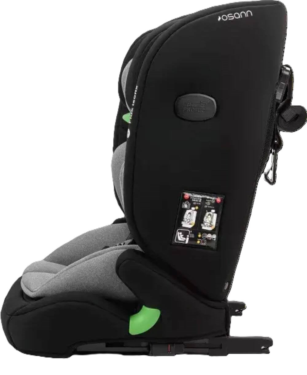 Osann Flux Isofix i-Size Kindersitz 76–150 cm – höhenverstellbar, mit Isofix & Top-Tether, Seitenaufprallschutz, Komforteinlage, R129 – Grey Melange