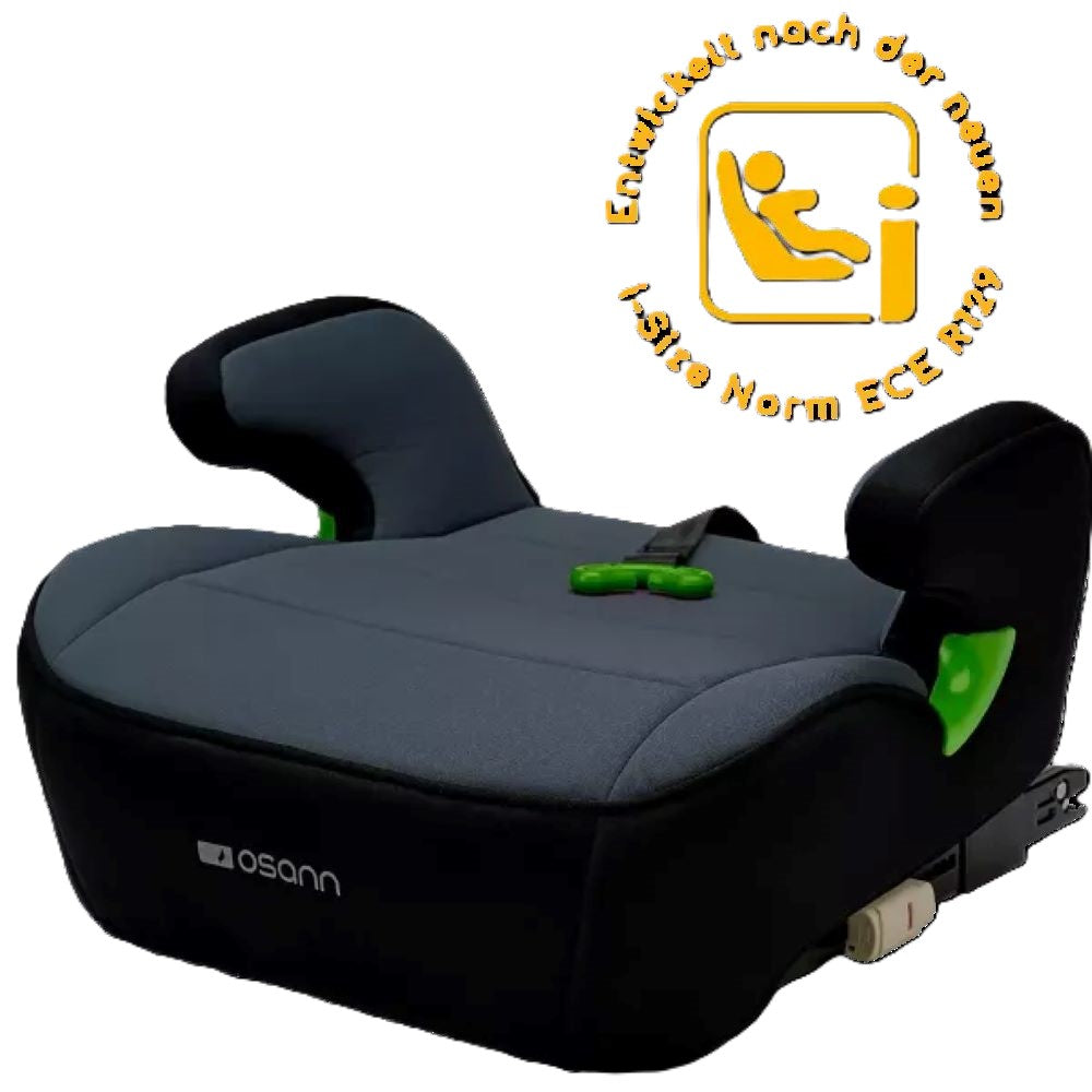 Osann Junior Isofix Gurtfix i-Size Kindersitzerhöhung 126–150 cm – ergonomisch, mit/ohne Isofix nutzbar, Gurtfix-System, R129 – Nero