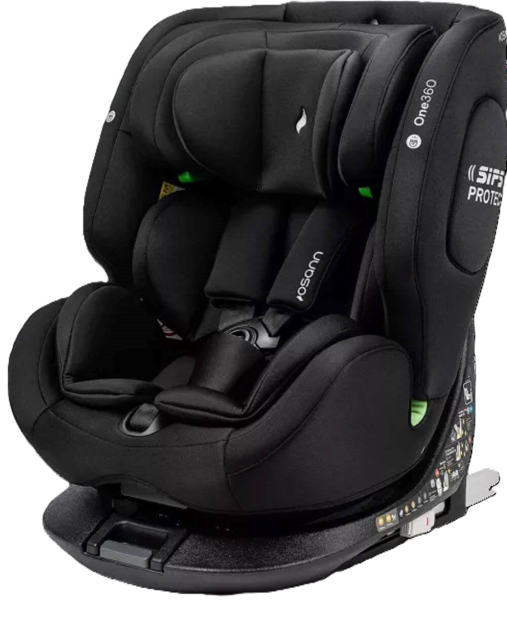 Osann One360 Kindersitz 40–150 cm – drehbarer Reboarder mit Isofix & Top-Tether, i-Size Autositz, All Black