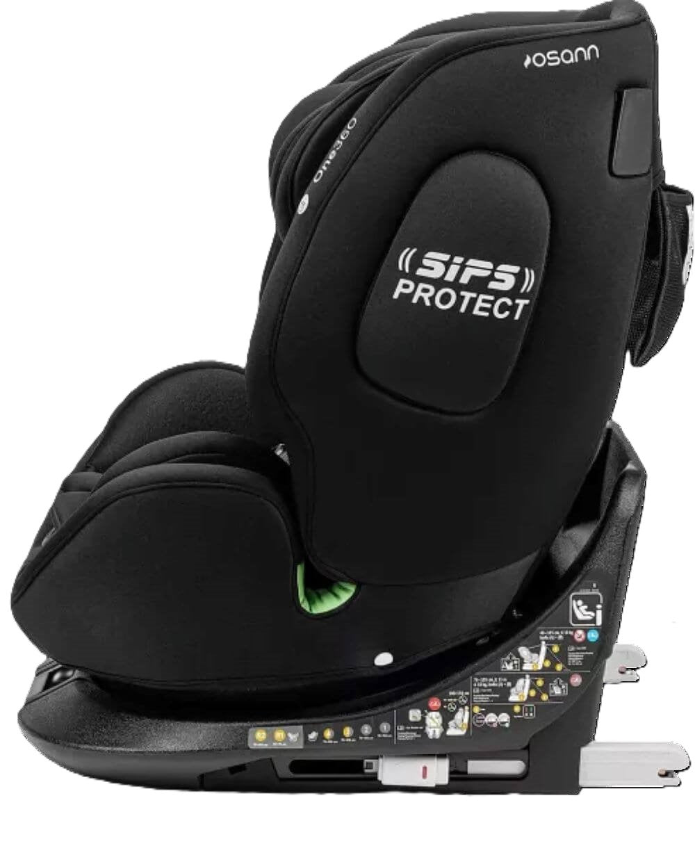 Osann One360 Kindersitz 40–150 cm – drehbarer Reboarder mit Isofix & Top-Tether, i-Size Autositz, All Black
