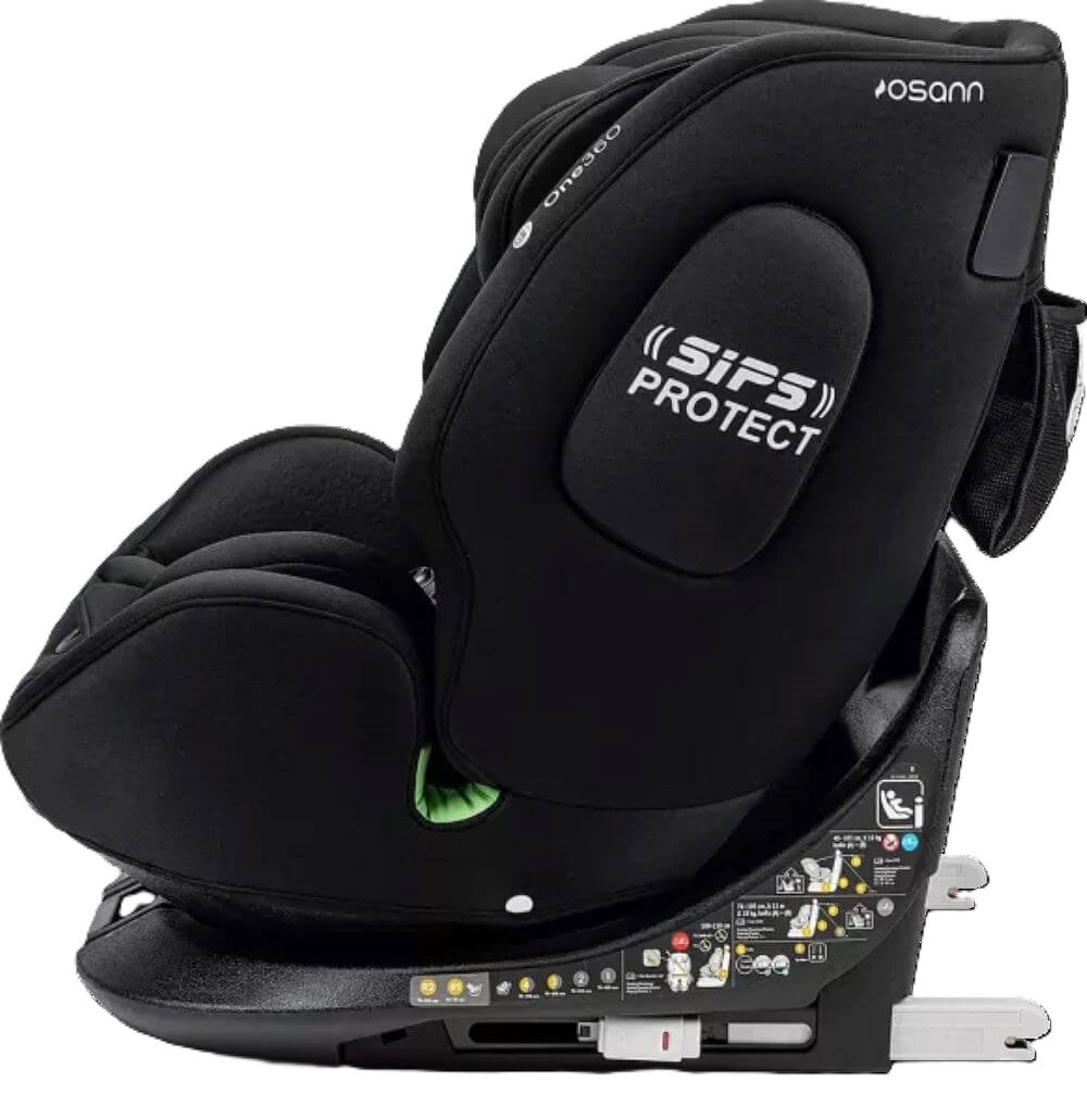Osann One360 Kindersitz 40–150 cm – drehbarer Reboarder mit Isofix & Top-Tether, i-Size Autositz, All Black