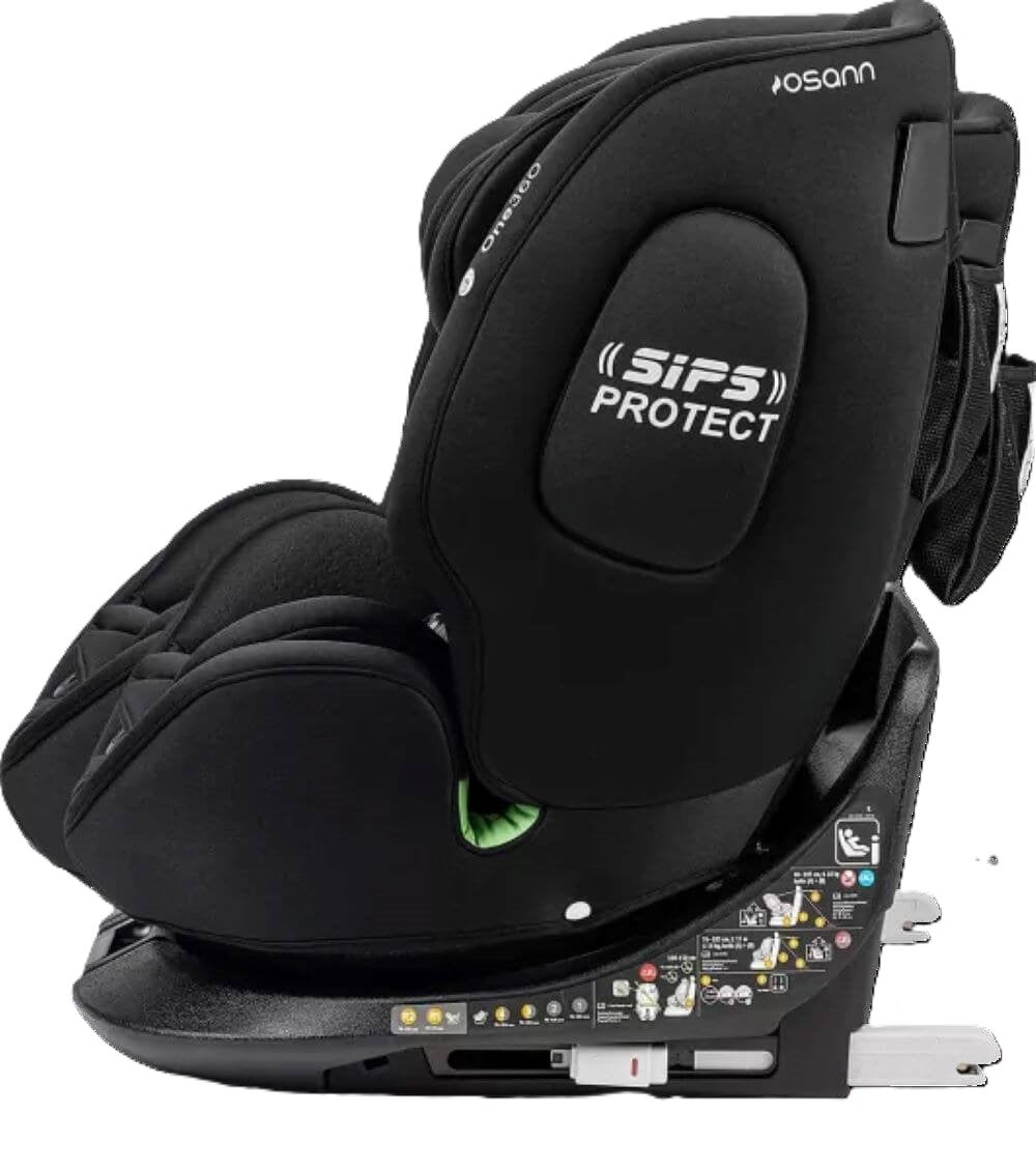Osann One360 Kindersitz 40–150 cm – drehbarer Reboarder mit Isofix & Top-Tether, i-Size Autositz, All Black