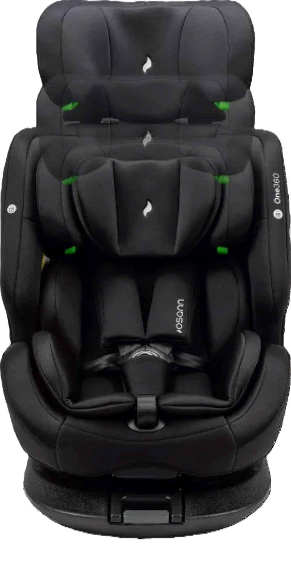 Osann One360 Kindersitz 40–150 cm – drehbarer Reboarder mit Isofix & Top-Tether, i-Size Autositz, All Black